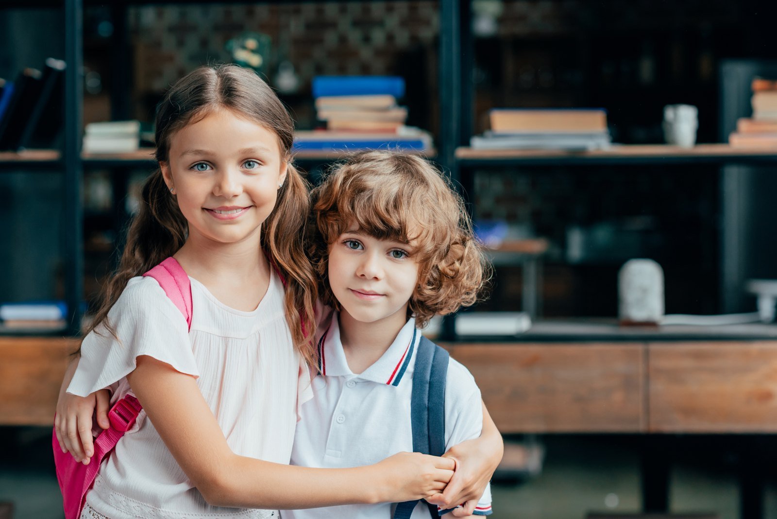 Two school-age children together
