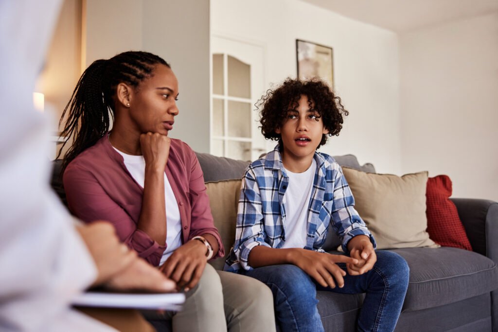 Teen speaking with an adult for Vaughan and Concord ADHD parent guide